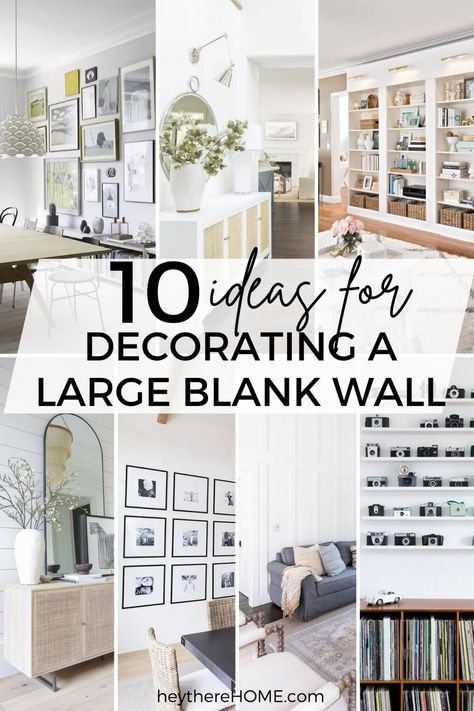 How To Decorate A Large Wall - 10 Designer Approved Ideas - Hey There, Home Farmhouse Decor For Large Wall Space, Feature Wall Art Ideas, How To Place Wall Decor, Wall Art Displays, Decorating Plain Walls, Wall Decor Narrow Wall, Large Wall Display Ideas, Collage Wall Over Bed, Huge Gallery Wall