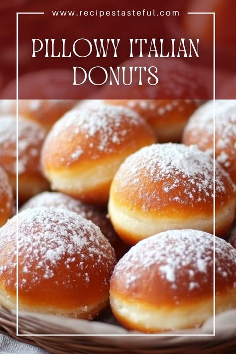 These soft, pillowy Italian donuts are filled with cream or jam and dusted with powdered sugar, making them a delightful treat perfect for any occasion. Cream Filled Doughnut Recipe, Berliner Donut Recipe, Italian Doughnuts Recipe, Italian Bakery Recipes, Bombolini Donut, Cream Filled Donut Recipe, Italian Donuts Recipe, Bomboloni Recipe, Donuts Filled