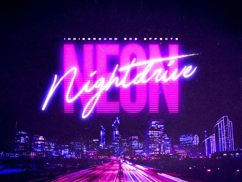 Neon Retro Aesthetic, Text Effects Photoshop, Vintage Futuristic, Neon 80s, Neon Typography, Neon Text, Photoshop Tutorial Graphics, Magazine Titles, Photoshop Text Effects