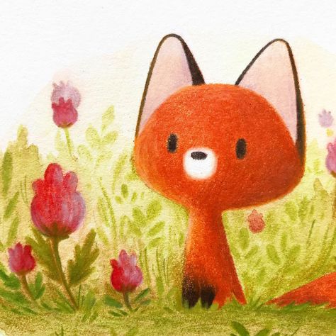 Cute Fox Drawing, Watercolor Paintings Of Animals, Fox Drawing, Fox Illustration, Book Illustration Art, Fairytale Illustration, My Drawings, Illustration Character, Fox Art