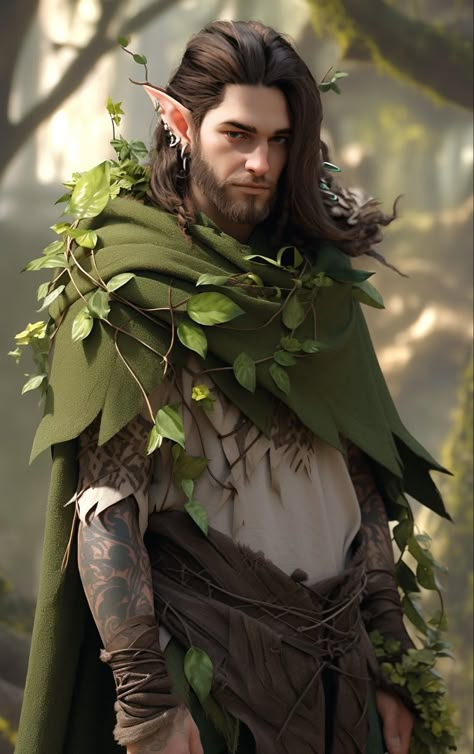 Mens Druid Costume, Male Woodland Creature Costume, Druid Cosplay Male, Male Fairy Cosplay, Druid Aesthetic Male, Green Man Costume, Male Elf Cosplay, Dnd Elf Male, Fey Cosplay