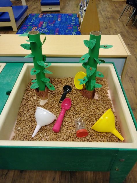 Fairy Tales Sensory Table, Beans Preschool Activities, Jack And The Beanstalk Sensory Bin, Jack And The Beanstalk Activities Crafts, Jack And Beanstalk Craft, Jaspers Beanstalk Eyfs Activities, Jack And Beanstalk Activities, Jaspers Beanstalk Eyfs, Fairy Tale Sensory Bin