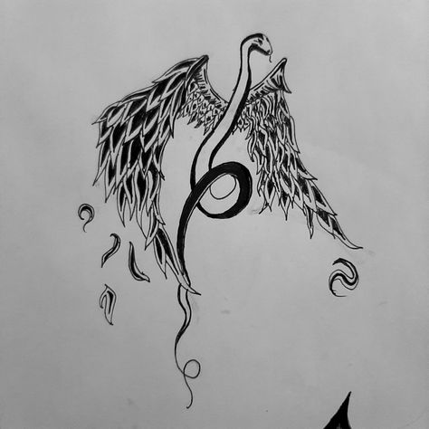 Snake draw wing creature Snakes With Wings, Winged Snake Tattoo, Snake With Wings Tattoo, Snake With Wings, Snake Draw, Winged Snake, Winged Serpent, Serpent Tattoo, Snake Drawing