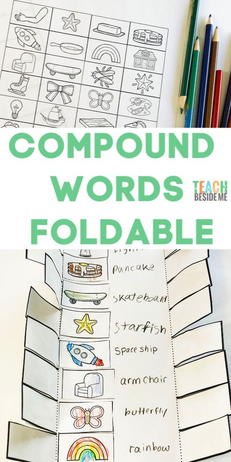 Compound words for kids- printable compound words foldable ~ fun for a literacy center!   #literacy #compoundwords #spelling #reading #writing #languagearts Relief Teaching Ideas, Compound Words Worksheets, Compound Words Activities, First Grade Phonics, Spelling Activities, Compound Words, Word Sorts, Literacy Center, Word Practice