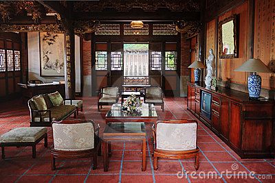 Living room of classical Chinese house Traditional Chinese House Interior, Traditional Chinese Interior Design, Chinese House Interior, Traditional Chinese Interior, Traditional House Interior, Traditional Chinese House, Retro Style Living Room, Chinese Interior Design, Chinese Style Living Room