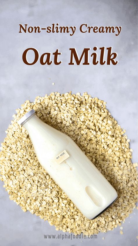 How to make delicious dairy-free milk alternative: oat milk with just a two ingredient base! And, most importantly, how to make oat milk that isn't slimy! Make Oat Milk, Homemade Oat Milk, Oat Milk Recipe, How To Make Oats, Two Ingredient, Dairy Free Alternatives, Nut Milk Bag, Chocolate Oats, Vegan Milk