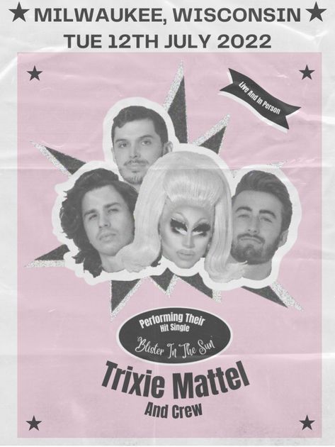 Trixixe Mattel posters poster 
Dragqueen 
Drag
Drag artist
Music
Country music
Katya
Trixie and katya
Drag posters
Rupaul
Rpdr
Rupauls Drag Race
Drag race posters
Room decor
Pink posters Trixie Mattel Poster, Blister In The Sun, Trixie Mattel, Design Inspo, Wall Prints, The Sun, Sun, Movie Posters, Wall