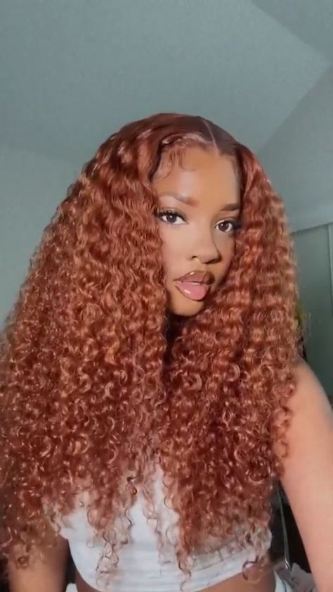 350 Weave Hairstyles, Curly Wig Colors Black Women, Curly Ginger Wig, Ginger Hairstyles, Ginger Hair Color, Lace Front Wigs Human Hair, Curly Human Hair Wig, Curly Lace Front Wigs, Wigs Human Hair