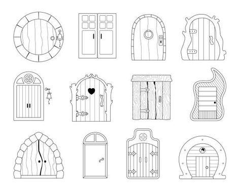 Tarot Doodles, Fairy Door Drawing, Fairy Village Drawing, Cardboard House Ideas, Enchanted Garden Birthday, Fairy House Drawing, Rene Magritte Art, Easy Patterns To Draw, Fairy Templates