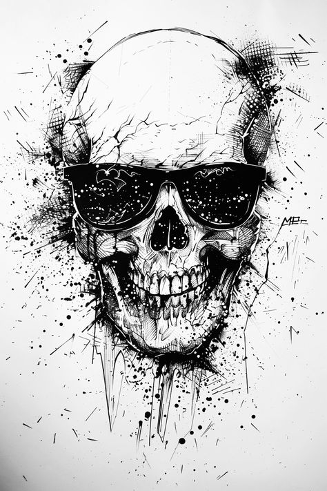 "Smiling Skull with Sunglasses" exudes charm, surrounded by TINY LINES in this tattoo ink design. The fusion of whimsy and style adds flair to the classic skull motif, while the sunglasses bring a touch of coolness. Explore the intricacies of this unique design, where every line tells a story. 😊💀🕶️ #smiling #skull #sunglasses #tinylines #tattoo #design Unique Skull Tattoos, Skull With Sunglasses, Skull Sunglasses, Smiling Skull, Skull Sketch, Dragon Artwork Fantasy, Inspiration Images, Ink Design, Dragon Artwork