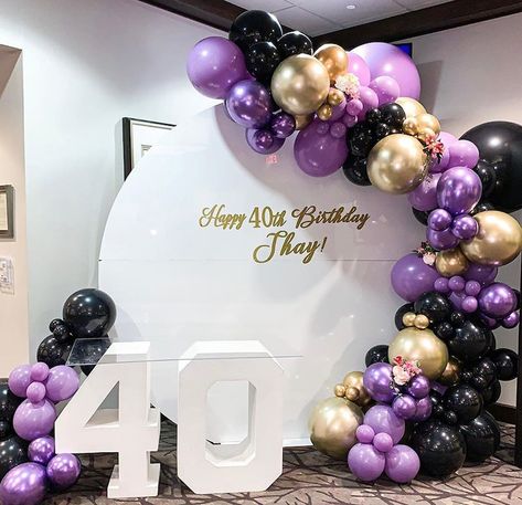 Purple Gold Party Decorations, Balloon Arch Wedding, Gold Balloon Arch, Lila Party, Purple Party Decorations, Deco Ballon, Black Balloon, New Year's Party Decorations, Gold Party Decorations