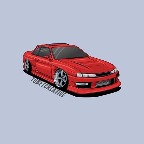 Nissan silvia s14 vector  If you interested illustration like this. Please Contact me  #vector #vectordesign #cars #jdm #design #wallpaper #designtshirt #nissans14 Jdm Design, Nissan S14, Cars Jdm, Nissan Silvia, Design Wallpaper, Automotive Art, Jdm, Vector Design, Nissan