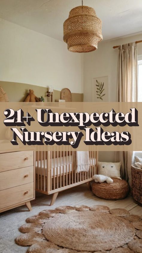 Neutral nursery with natural wood crib, woven accents, and earthy tones, featuring a cozy minimalist setup perfect for a serene baby room. Accent Wall With Window Nursery, Minimalist Boy Nursery, Minimalist Nursery Ideas Gender Neutral, Nursery Ideas Neutral Rustic, White And Wood Nursery, Small Apartment Nursery Ideas, Renter Friendly Nursery, Earthy Baby Nursery, Earthy Nursery Ideas