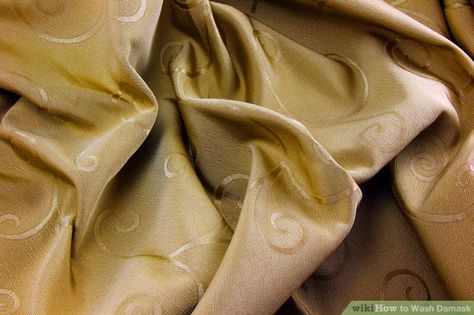 Image titled Wash Damask Step 11 Elegant Fabric, Tablecloths, Damask, Cotton Linen, Craft Ideas, Silk, Wool, High Quality, Fabric