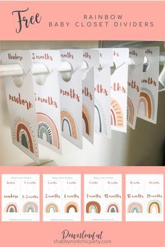 Boho Rainbow Nursery Theme, Boho Rainbow Nursery Girl, Rainbow Baby Nursery Ideas, Baby Shower Cricut Ideas, Closet Dividers Diy, Cricut Baby Projects, Cricut Baby Shower Gifts, Baby Shower Rainbow Theme, Cricut Baby Gifts