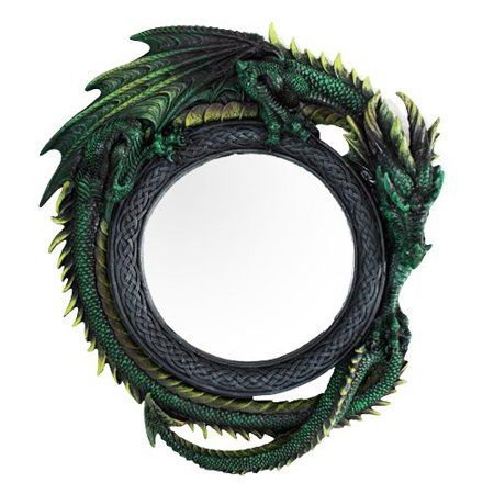 Dragon Mirror, Gothic Stuff, House Addition, Home Decor Sculptures, Dragon Wall, Jade Dragon, Dragon Decor, Dragon Statue, Pagan Jewelry