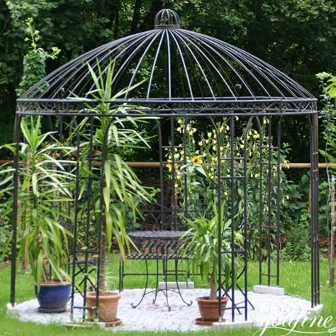 Birdcage Gazebo, Wrought Iron Gazebo, Iron Gazebo, Gazebo Decor, Iron Pergola, Door Decoration Ideas, Gazebo Decorations, Garden Archway, Arch Designs