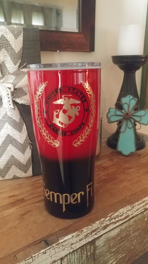 Usmc Tumbler Ideas, Marine Tumbler Ideas, Tumble Cups, Cricut Tumblers, Tumblr Cup, Cup Making, Epoxy Crafts, Yeti Cups, American Legion