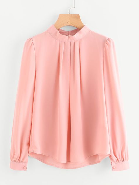 Shop Pleated Detail Button Keyhole Back Chiffon Blouse online. SheIn offers Pleated Detail Button Keyhole Back Chiffon Blouse & more to fit your fashionable needs. Stylish Office Wear, Stylish Blouses, Women Chiffon Blouse, Chiffon Blouses, Casual Hijab Outfit, Stylish Office, Fashion Tops Blouse, Embellished Blouse, Trendy Fashion Tops