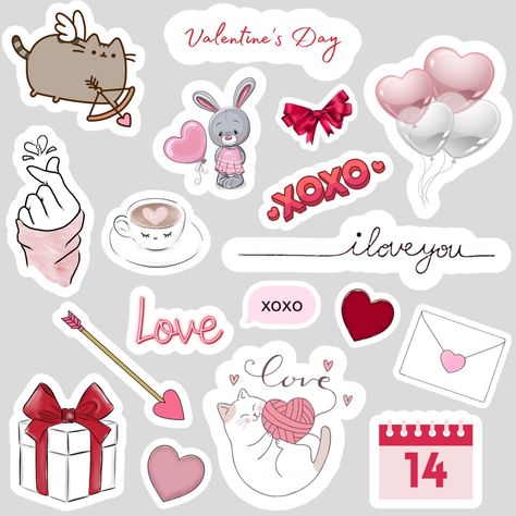 Love Stickers For Journal, Cute Valentines Stickers, Valentines Stickers Aesthetic, Cute Stickers Printable Journal Cards, Aesthetic Stickers Love, Cute Love Stickers Printable, Stickers Printable Love, Stickers Aesthetic Love, Love Stickers Printables Scrapbooking