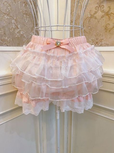 Size: Waist: 58-110CM Hips: 110CM Length: 33CM Original design, genuine product guarantee. Inking Reference, Weird Clothes, Pink Bloomers, Frilly Knickers, Baby Pink Top, Wardrobe Building, Frilly Dress, Shabby Chic Clothes, Ruffle Bloomers