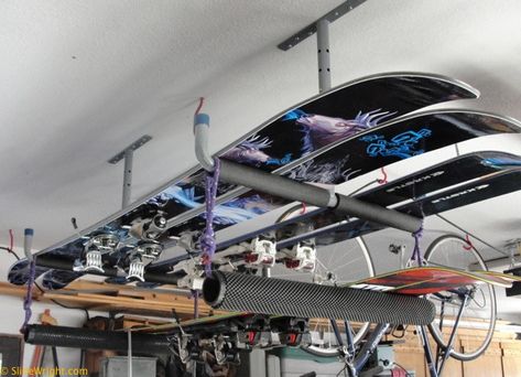 Ski storage at home in garage: Latest, snowHeads ski forum Off Piste Skiing, Garage Storage Plans, Garage Storage Inspiration, Building A Door, New Garage, Modern Tapestries, Ski Storage, Ski Club, Modern Garage