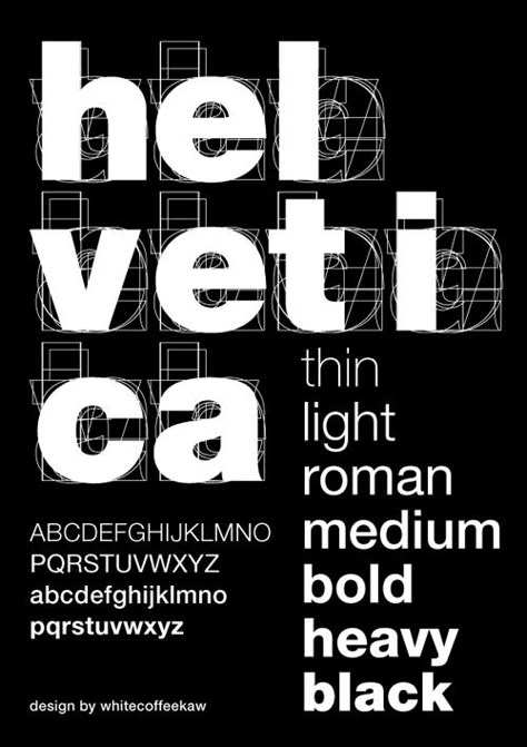 Explaining variations of Helvetica | Whitecoffeekaw Helvetica Typography, Typeface Poster, Helvetica Font, Typographic Poster Design, Anatomy Poster, Typo Poster, Graphisches Design, 타이포그래피 포스터 디자인, Poster Fonts