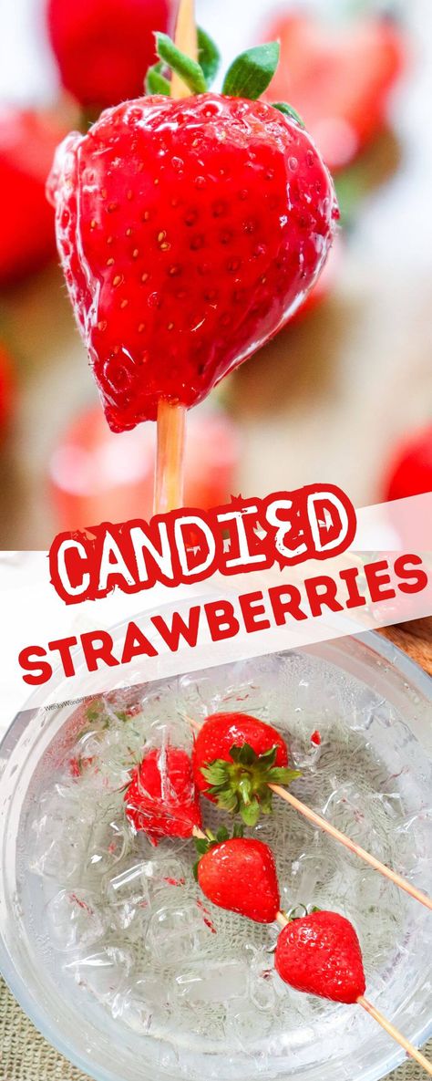 STRAWBERRY TANGHULU or Candied Strawberries are skewered strawberries dipped in a clear hardened crisp sugar coating. Strawberry Tanghulu, Candied Strawberries, Strawberry Watermelon Smoothie, Breakfast Sides Dishes, Breakfast Sides, Candy Fruit, Diy Snacks, Fruit Kabobs, Sweet Dips