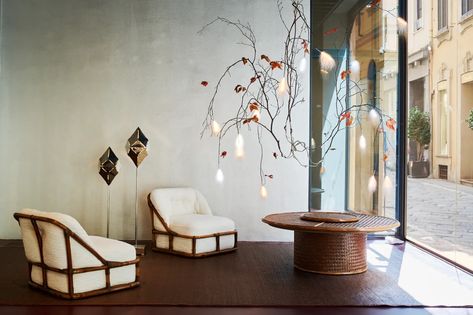 Gabriella Crespi furniture and lighting on view at Nilufar | Wallpaper National Building Museum, Gabriella Crespi, Vegan Design, Sculptural Furniture, Reclining Armchair, January 2024, Miami Design, Milan Design Week, Leaf Table