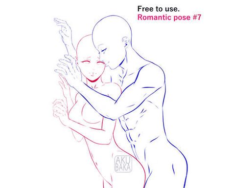 F2U: RomanticPose #9 by AkubakaArts on DeviantArt Drawing Body Poses, Sketch Poses, Couple Pose, Body Reference Drawing, Drawing Prompt, Drawing Expressions, Anime Drawings Tutorials, Art Poses, Drawing Base