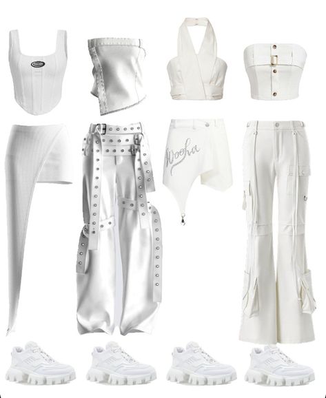 Performance Outfit White, Kpop Dance Outfits Ideas, White Performance Outfit, Stage Performance Outfits, Dance Performance Outfits, Korean Outfits Kpop, Kpop Concert Outfit, Band Outfits, Preformance Outfits