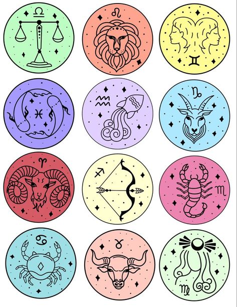 Zodiac Stickers, Zodiac Designs, Astrology Art, Handmade Sticker, 12 Zodiac Signs, Zodiac Art, Cricut Projects Vinyl, Astrology Zodiac, Astrology Signs