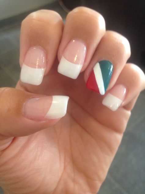 Italian Flag Baby Blue And White Nails, Cotton Candy Nail Polish, Christmas Nail Designs Acrylic, Vacation Nail Designs, Flag Nails, Hot Nail Designs, Blue And White Nails, Nails Neon, Glitter Accent Nails