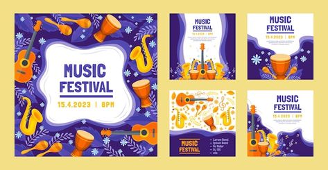 Music Festival Instagram Post, Festival Instagram Post, Design Campaign, Festival Music, About Instagram, Social Post, Vector Photo, Music Festival, Creative Design