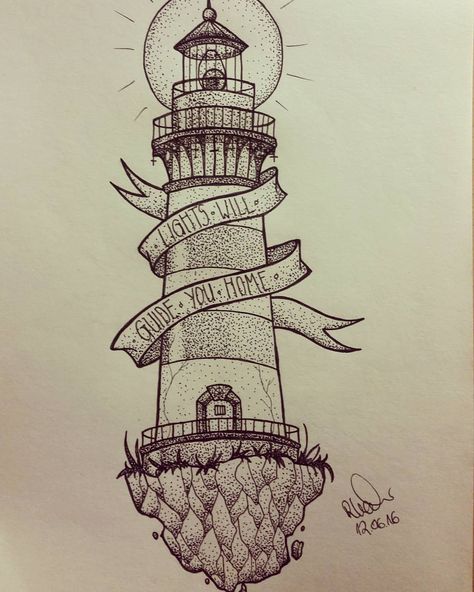 Oldschool Drawing, Traditional Lighthouse Tattoo, Artwork Traditional, Lighthouse Design, Lighthouse Tattoo, Nautical Tattoo, Skeleton Hand Tattoo, Tattoo Outline, Bioshock