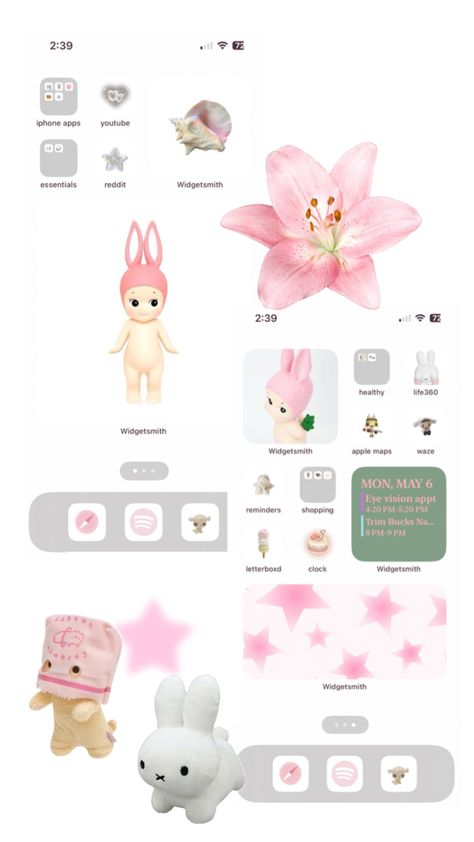 sonny angels organized home screen !!                          #sonnyangels #widget #iphone #aesthetic #hellokitty #stars #miffy #organized #clean #stars #icons #spotify Organized Home Screen, Aesthetic Hellokitty, Widget Iphone, Cute Home Screens, Sonny Angels, Apple Maps, Clean Phone, Organized Home, Iphone Home Screen Layout