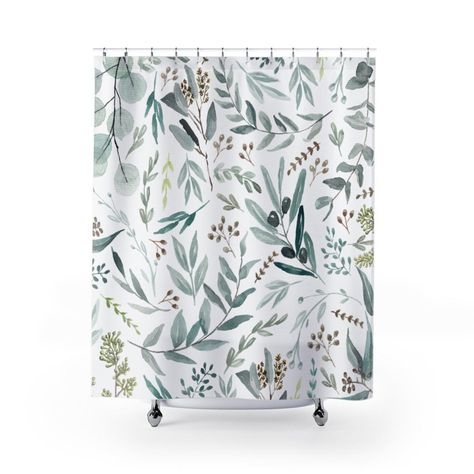 Eucalyptus Pattern Botanic Watercolor Design Botanical Shower | Etsy Eucalyptus Pattern, Luxury Shower Curtain, Curtains Fabric, Black Shower Curtains, Bathroom Shower Curtain Sets, Bathtub Decor, Mandala Tapestries Wall Hangings, Shower Curtain Sizes, Bathroom Shower Curtain