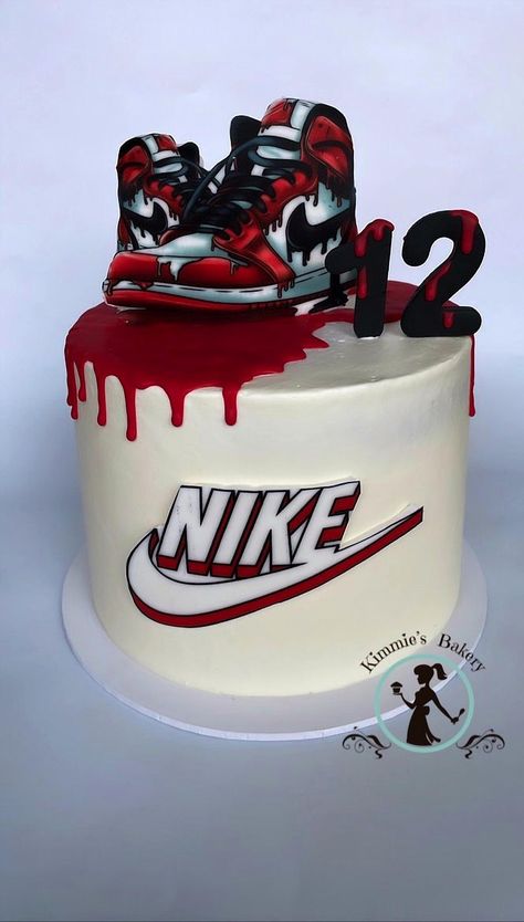 Unleash your inner artist with these imaginative cake designs inspired by the iconic Nike brand. Perfect for sneakerheads and sports enthusiasts alike, these cakes blend creativity with style, featuring everything from classic sneaker shapes to vibrant swoosh logos. Whether you're planning a birthday celebration or just want to impress at your next gathering, these cake ideas are sure to make a statement. Get ready to wow your guests with a delicious tribute to one of the most recognizable brands in the world. Nike Cake, Bowling Birthday Party, Birthday Cake Decorating Ideas, Simple Birthday Cake, Sneaker Art, Simple Birthday, 19th Birthday, A Birthday Cake, Creative Birthday