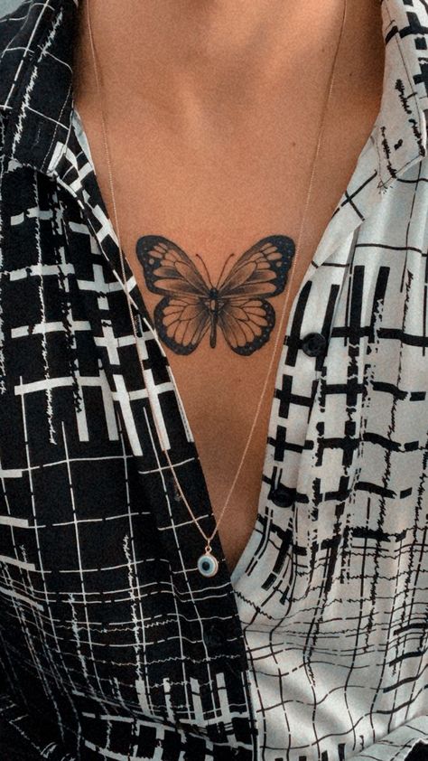 Papillon Butterfly Tattoo, Monarch Butterfly Tattoo Men, Butterfly Man Tattoo, Baterflay Tattoo, Chest Butterfly Tattoo, Butterfly Tattoo For Men, Butterfly Tattoo Chest, Thighs Tattoo, Frangipani Tattoo