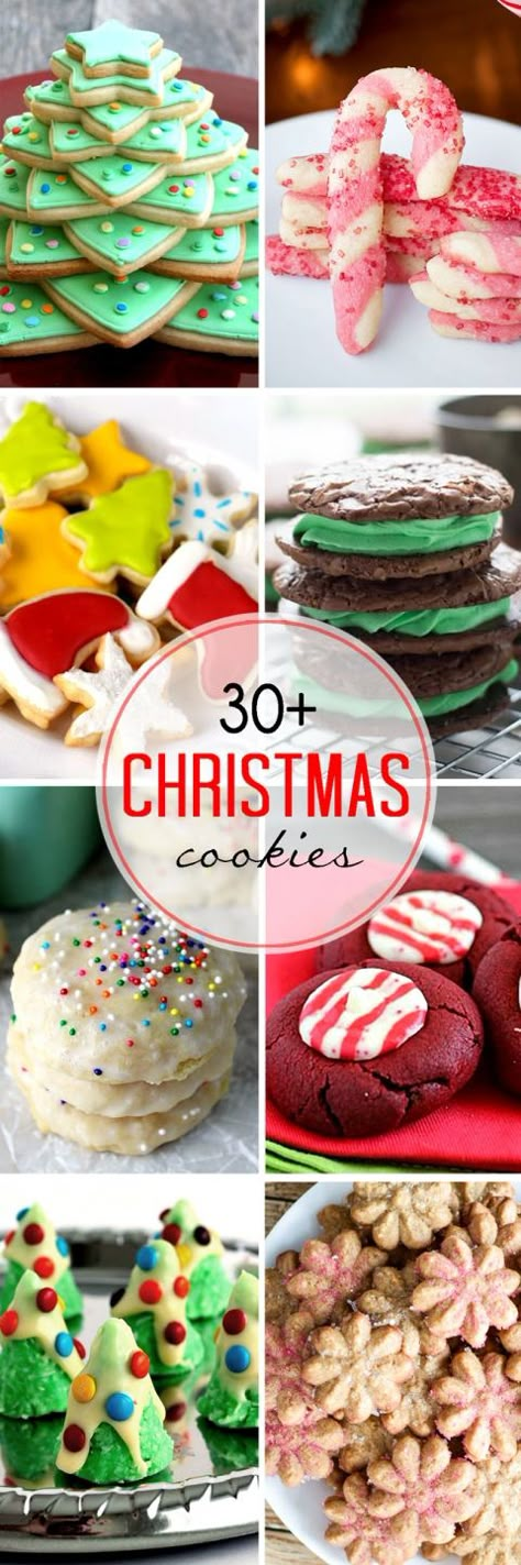 30+ incredible Christmas Cookie Recipes all in one spot! You will definitely find a cookie recipe here that you will love! Baking Simple, Jul Kaka, Baking Holiday, Simple Baking, Delicious Christmas Cookies, Christmas Cookie Exchange, Christmas Cookies Easy, Christmas Foods, Xmas Cookies