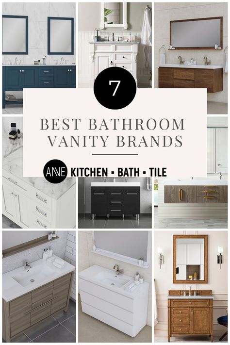 Making a big purchase like a bathroom vanity? Make sure you're getting the best bang for your buck by choosing one of these top seven brands. From sleek and modern to traditional and classic, we've got you covered. Plus, all of these brands are known for their high-quality products that will last for years! Best Bathroom Vanities, Bath Tiles, Amazing Bathrooms, Kitchen And Bath, Bathroom Vanity, Vanity, Home Decor Decals, Bath, Good Things