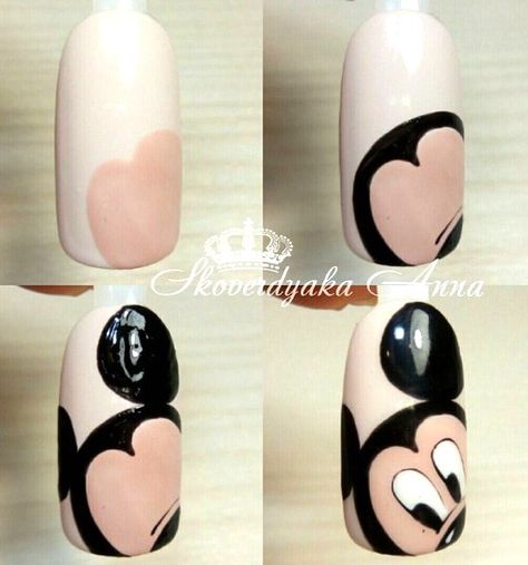 Mouse Nail Art, Nails Art Tutorial, Mickey Mouse Nail Art, Mickey Mouse Nails, Mickey Nails, Kutek Disney, Nail Drawing, Nail Art Disney, Nail Art Designs Diy