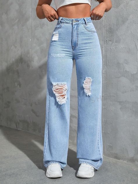 Cropped Shein, Moda Shein, Baggy Jeans For Women, Outfit Shein, Adrette Outfits, Jeans Outfit Women, Trendy Jeans, Moda Jeans, Cute Pants