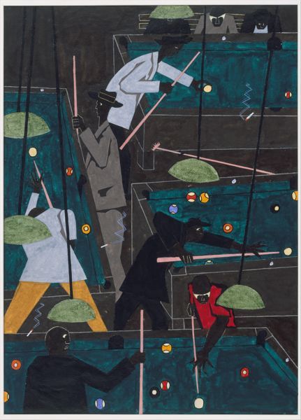 Jacob Lawrence Art, Jacob Lawrence, Playing Pool, Romare Bearden, Art Brut, Jackson Pollock, African American Art, Elements Of Art, Black Artists