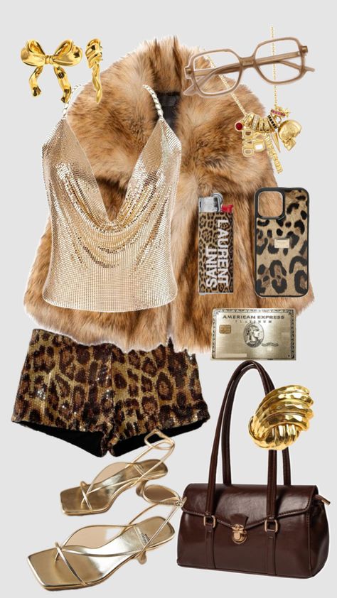 #gold #tortoiseshell #ootd #outfit #fyp #beauty #outfitinspo #ahsstyle #streetwear #newyork #style #carriebradshaw Go Out Outfit Night, Leopard Outfits, Out Outfits, Classy Fits, Utila, Going Out Outfits, Summer Fashion Outfits, Ootd Outfit, Fashion Books