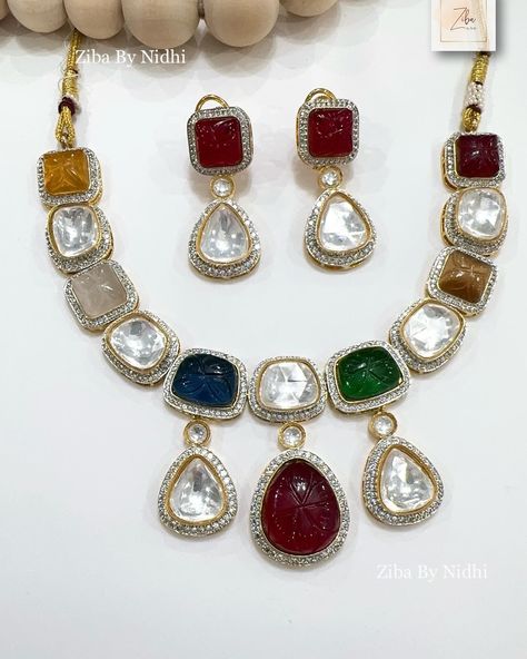 ⚜️ℙℝ𝔼𝕄𝕀𝕌𝕄 ℚ𝕌𝔸𝕃𝕀𝕋𝕐⚜️ ꧁Super stunning necklace set studded with Silver foiled uncut kundan, AD and Carved Semi precious stones꧂ 👉No bargaining, fixed prices 👉No holds without payment 👉No exchange/return 👉For any claim, please provide an unboxing video without any cuts in it. Pick up from Cairnlea, Shipping available from $10. Available on insta @ziba_by_nidhi Or in our store at https://www.facebook.com/zibabynidhi/ based in Cairnlea, Melbourne. #necklace #earrings #uncutkundan #semipr... Gift Multicolor Kundan Necklace With Cutdana, Multicolor Gemstone Kundan Necklace Gift, Multicolor Cutdana Necklace, Multicolor Multi-stone Kundan Necklace For Gift, Festive Kundan Multi-stone Necklace, Premium Quality, Silver Foil, Stunning Necklace, Necklace Set