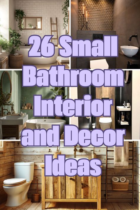 Think a small bathroom can’t be stylish? Think again! With these 26 interior and decor ideas, you can turn even the tiniest bathroom into a chic, functional oasis. From bold accent walls to space-saving floating vanities and clever open shelving, every tip is designed to maximize space without skimping on style. Large mirrors, light colors, and creative lighting make a huge impact, creating a bright, airy vibe. Ready to revamp your bathroom? Discover all the tricks in the blog! Interesting Small Bathrooms, Tiny Bathroom Decorating Ideas, Small Bathroom Open Shelving, Small Bathroom Mirror And Lighting Ideas, Tiniest Bathroom, Bathroom Ideas Small Spaces, Small Rustic Bathroom Ideas, Bathroom Small Space, Small Rustic Bathroom