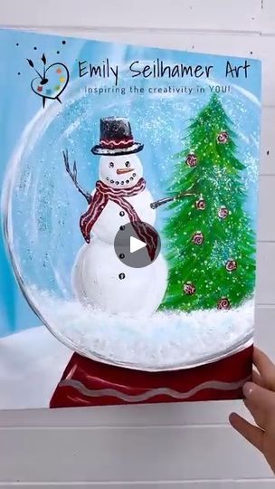 How To Paint A Snow Globe, Snow Globe Painting, Globe Painting, Painting Night, Diy Snow Globe, Painting Snow, Paint Night, Snowman Painting, Christmas Snow Globes