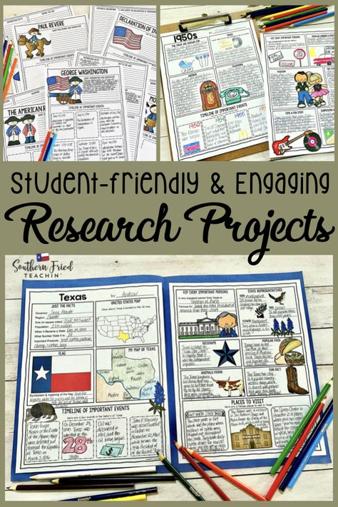 Research Projects That Are Actually Student-Friendly - Southern Fried Teachin' 3rd Grade Research Project, Independent Study Projects, Research Projects Middle School, 4th Grade Social Studies Projects, 3rd Grade Research Project Ideas, History Projects Ideas, Middle School Research Projects, Culture Projects For Kids, Research Projects Elementary