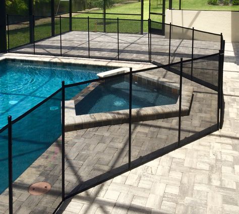 Pool Fencing Ideas, Temporary Pool, Pool Protection, Pool Fence Ideas, Mesh Pool Fence, Removable Pool Fence, Diy Pool Fence, Retractable Fence, Aluminum Pool Fence